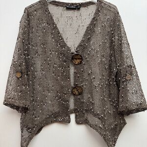 Nina Leonard Textured Brown Cardigan